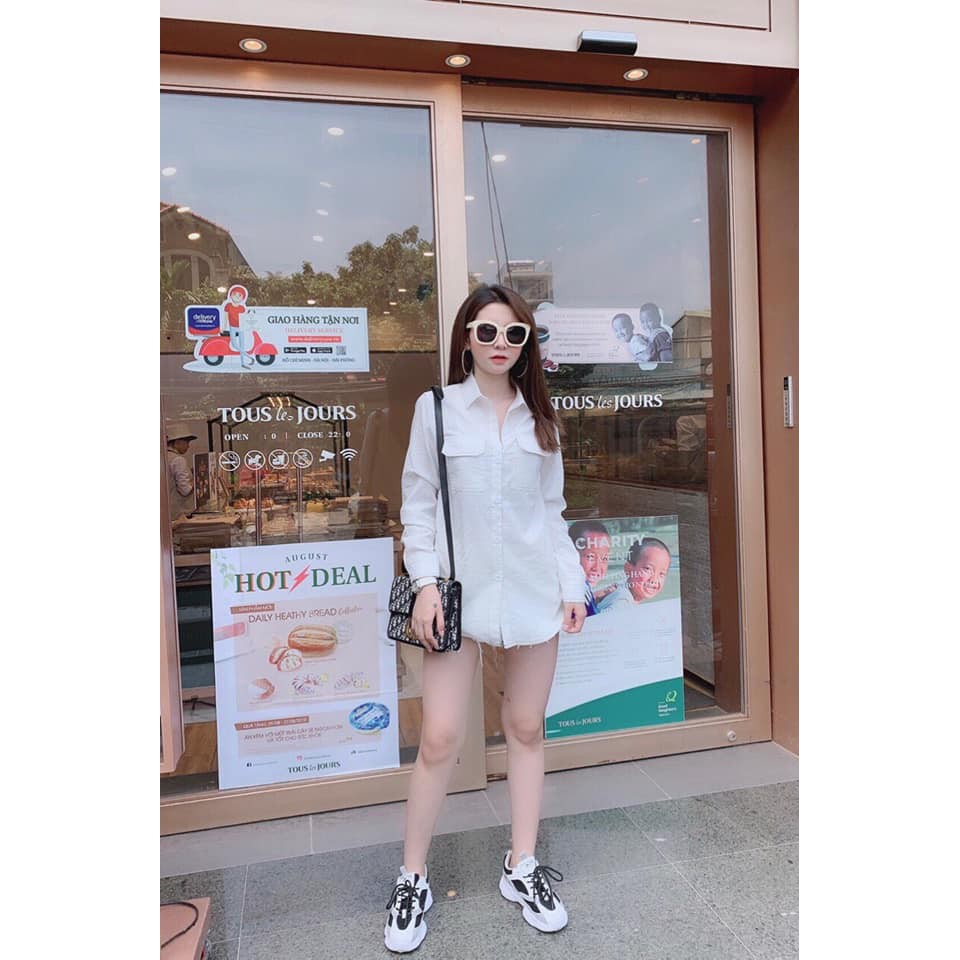 áo sơ mi form thụng chỉ nổi hàng đẹp