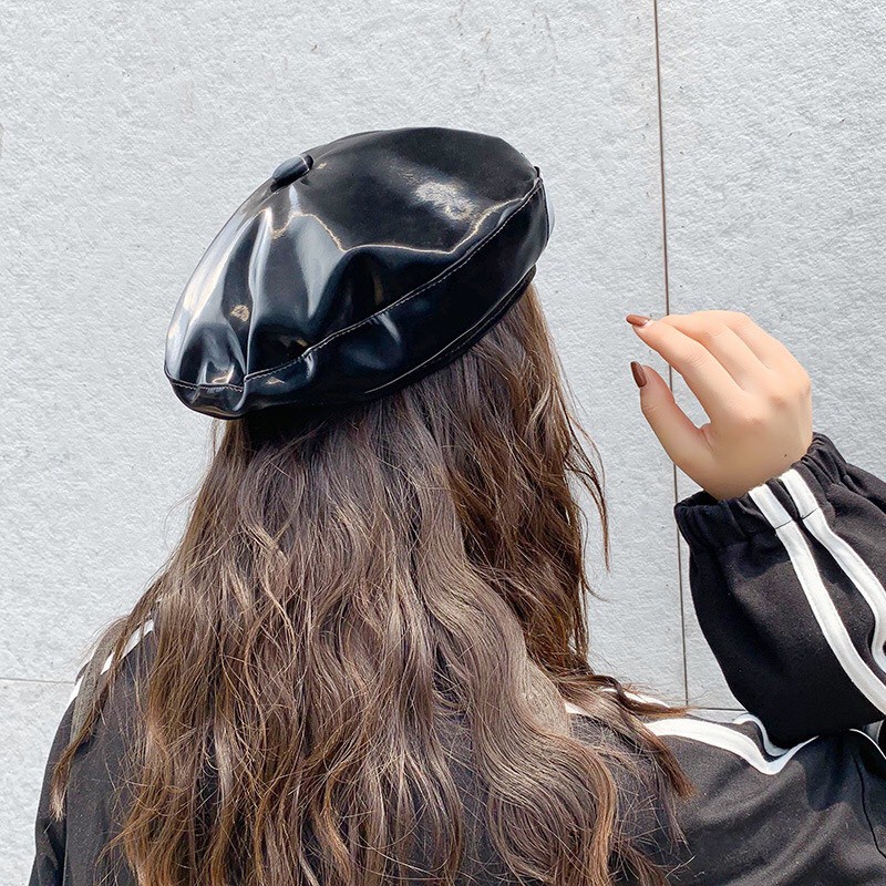 Mũ beret mũ nồi da thu đông có dây rút điều chỉnh độ rộng - Mã BE002