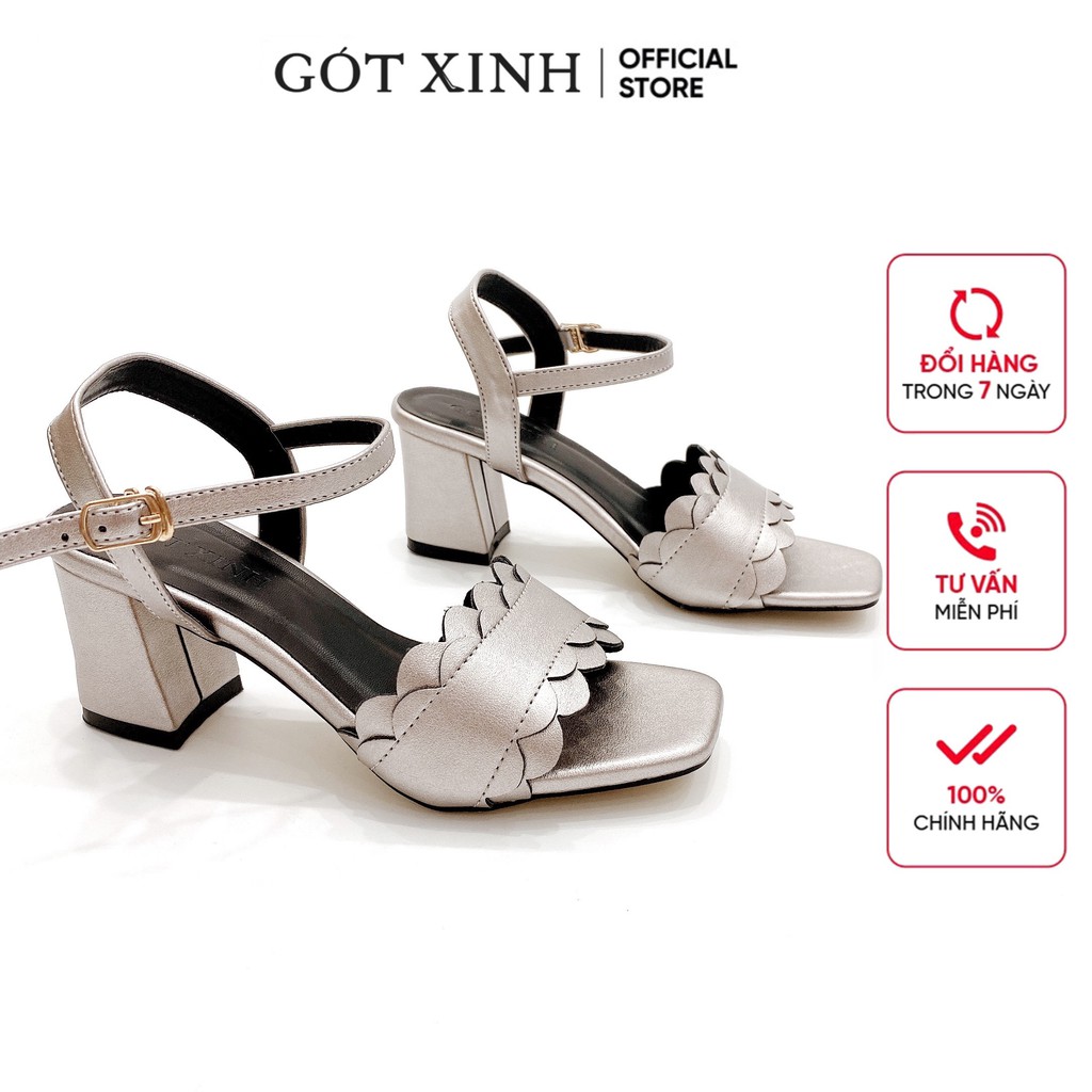 Giày sandal cao gót nữ GÓT XINH GD5 da mờ trụ vuông cao 5cm