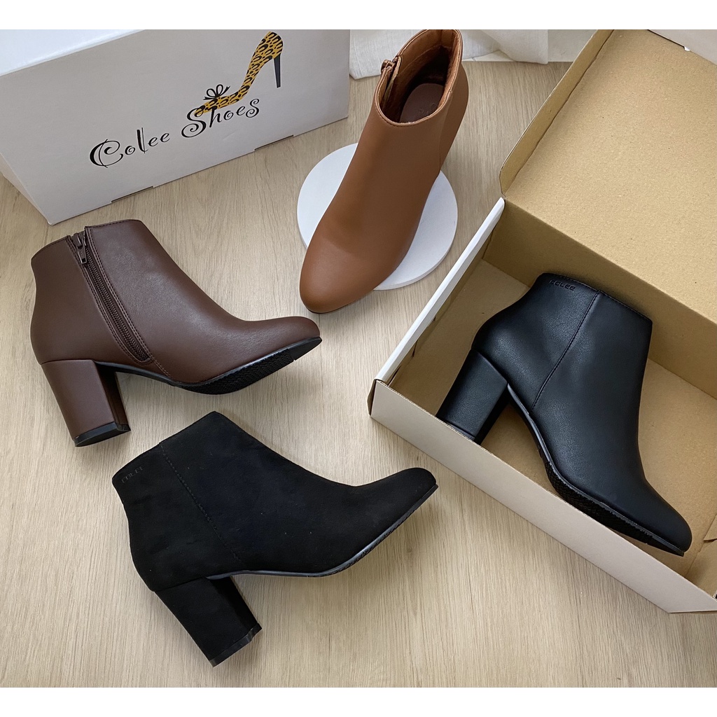 Giày Boot Nữ COLEE Basic Da Trơn 7p VNXK