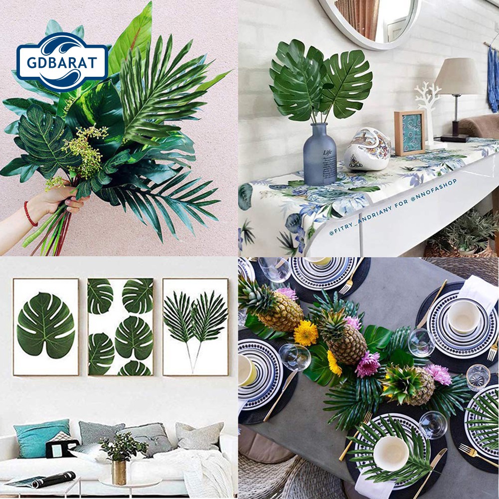 GD 24Pcs Indoor Tropical Leaves Plant Decor Artificial