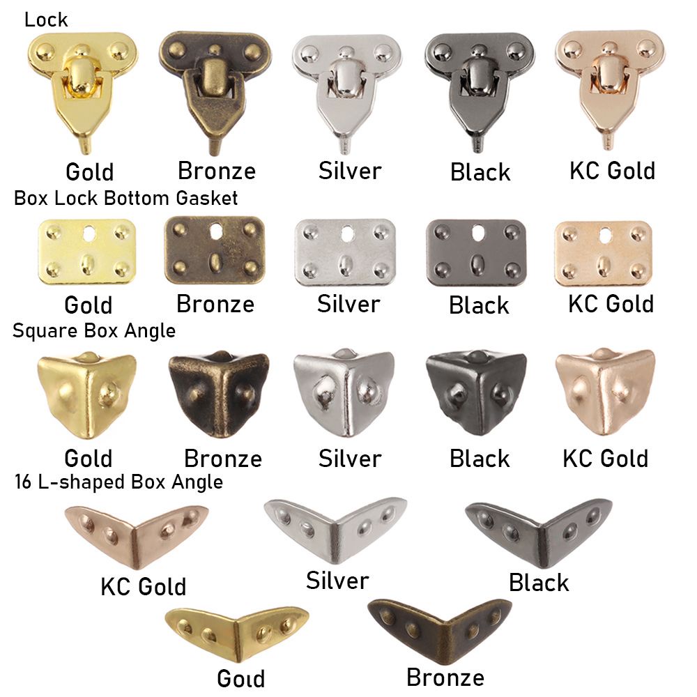 Set 4 miếng bảo vệ góc làm khóa túi xách búp bê dạng hộp mini 5 màu 4 kiểu lựa chọn bằng kim loại thủ công DIY