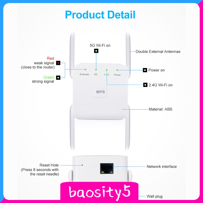 Bộ Khuếch Đại Tín Hiệu Wifi Không Dây 4 Ăng Ten 1200mbps 2.4g 5g | BigBuy360 - bigbuy360.vn