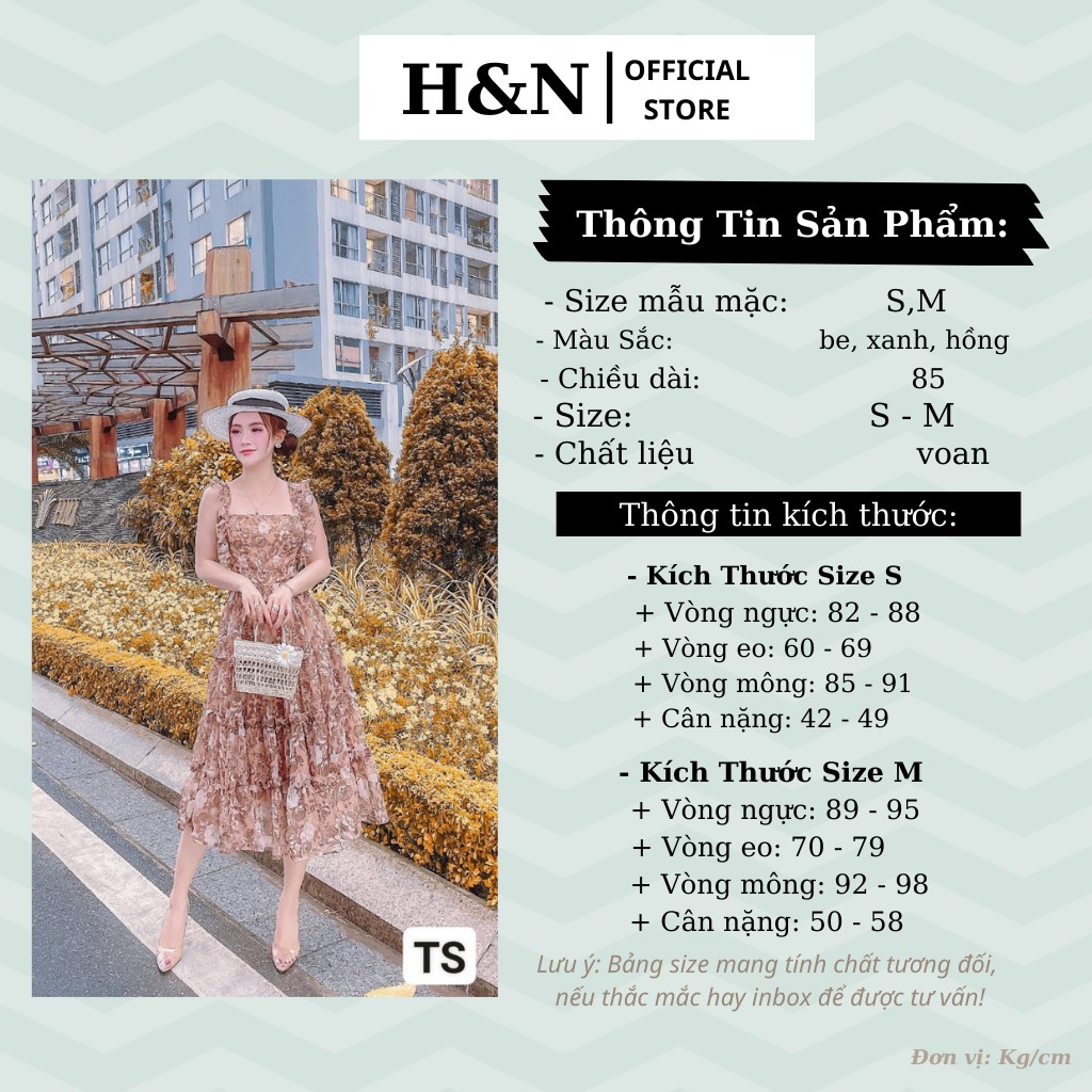 Váy hoa maxi 2 dây đi biển thiết kế dáng xòe cổ vuông xinh đẹp HN CLOTHING V15