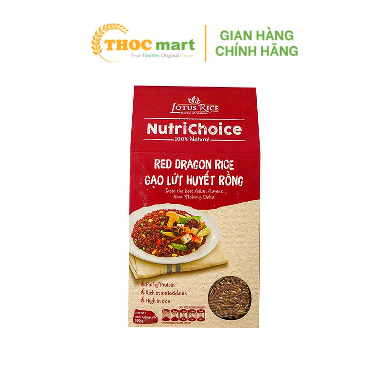 Gạo Lứt Huyết Rồng Lotus Rice NutriChoice 100% tự nhiên hộp 500g