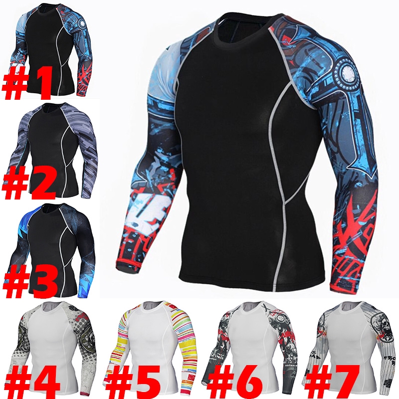 Áo Thun Tay Dài Bó Sát In Hình Sói 3d Cho Nam