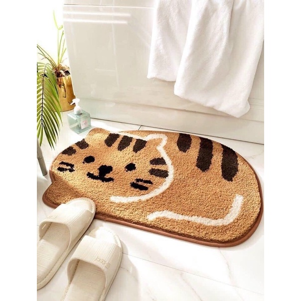 Thảm lau chân lông cừu in họa tiết 3d siêu cute, tham trải sàn mặt sau lớp cao su chống trơn trượt