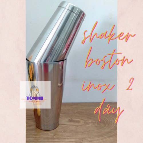 Bình Lắc Đồ Uống Shaker Boston 2 Đầu Inox 2 Đáy - Dụng Cụ Pha Chế