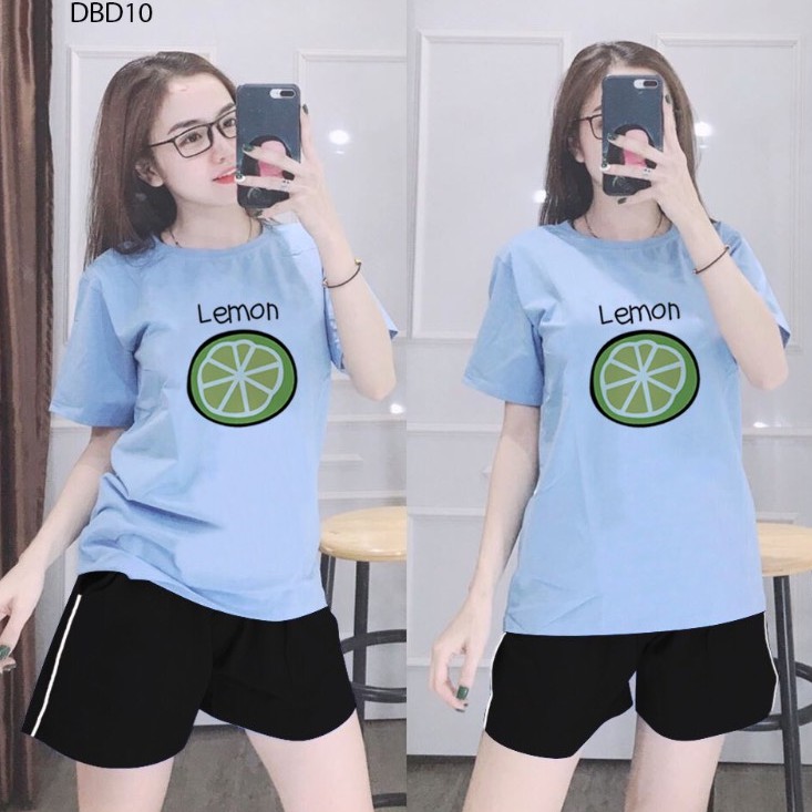 ĐỒ BỘ QUẦN ÁO THUN ĐÙI LEMON THỜI TRANG 3 size 45-60KG