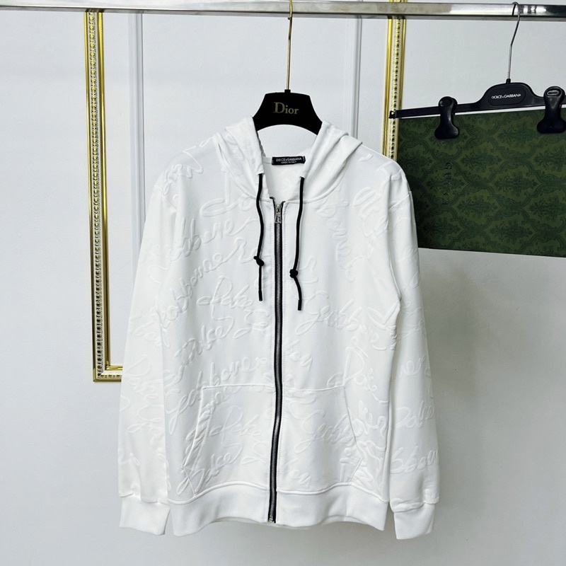 Áo khoác hoodie nam nữ Dolce dập chữ nổi quanh áo khoá zip kéo chất vải nỉ cotton dày dặn bao cháy phố