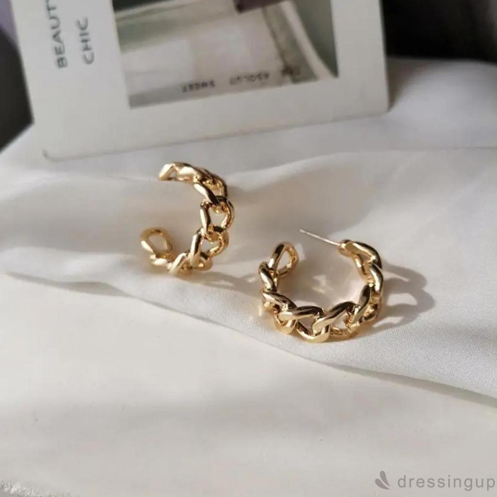 Khuyên tai hình chữ C màu vàng thời trang dành cho nữ