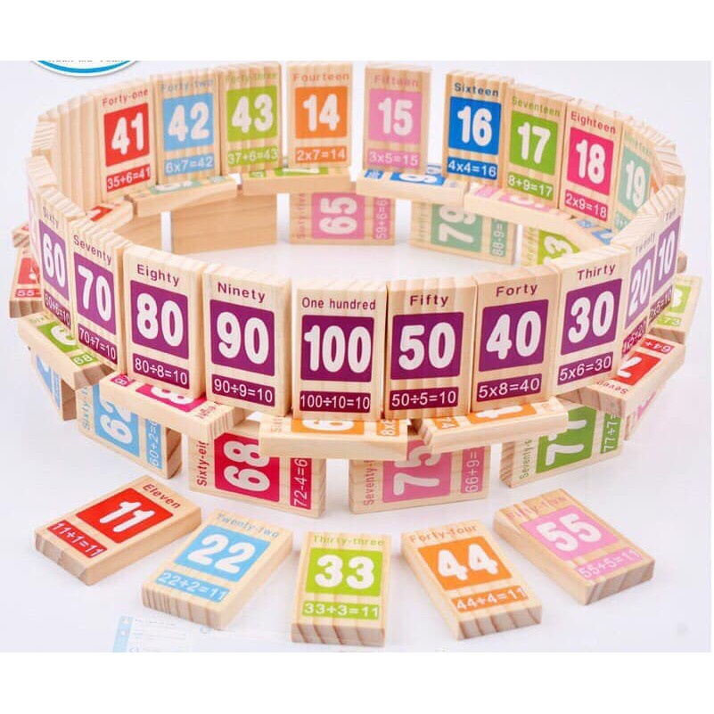 Đồ Chơi Domino gỗ 100 số học kèm toán và tiếng anh đồ chơi gỗ leanh shop