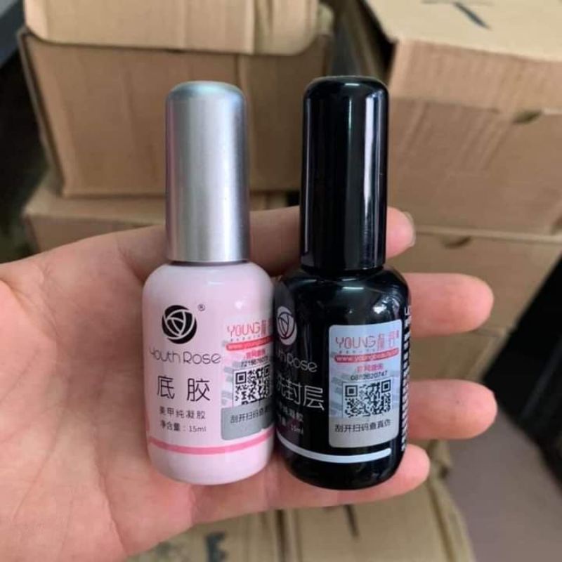 Base top hoa hồng Youth Rose chính hãng - gel liên kết, top phủ bóng, cứng móng chuyên dụng cho dân làm móng