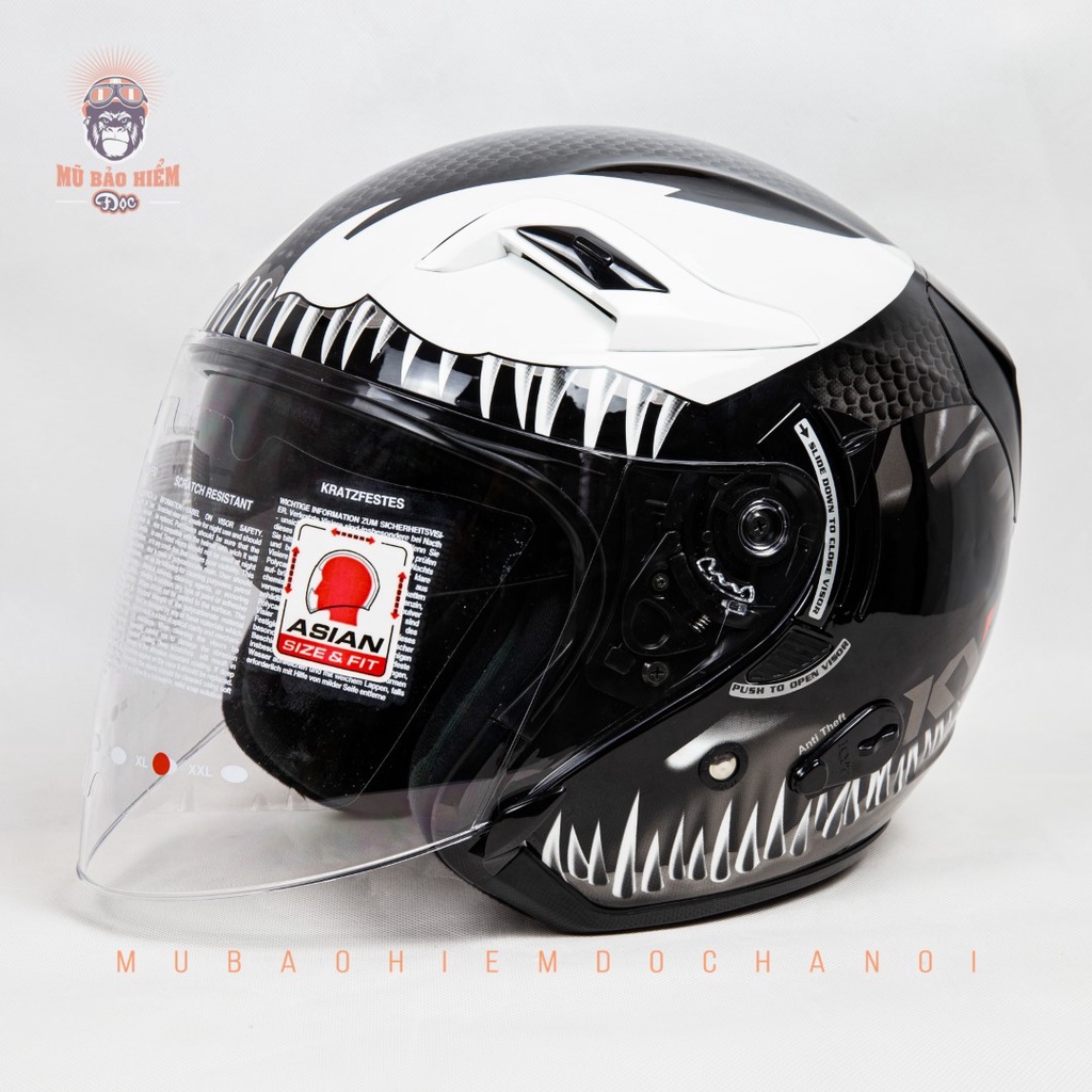 [NHIỀU MÀU] Mũ Bảo Hiểm 3/4 KYT VENOM – 2 Kính Thể Thao Cao Cấp [Tặng Khóa]