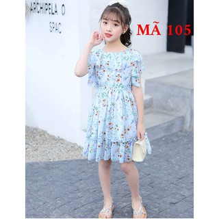Đầm voan hoa nhí xanh mã 105