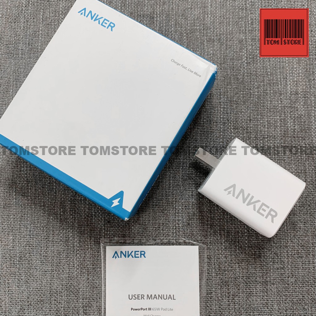 Cốc sạc nhanh 65w Anker PowerPort III hỗ trợ chuẩn sạc IQ 3.0 và PD/PPS - Anker A2718 -Bảo hành 18 tháng