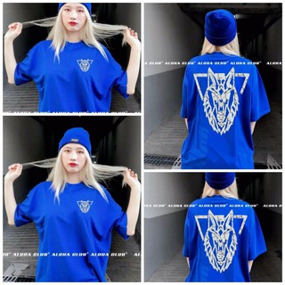 Áo thun hình sói Unisex chất đẹp, áo phông tay lỡ form rộng hình sói xanh