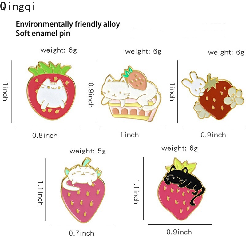 Ghim cài áo Miss Zoe chủ đề mèo/ dâu tây/ mèo hoạt hình dễ thương