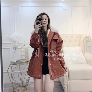 Áo khoác kaki cổ lông lót lông
