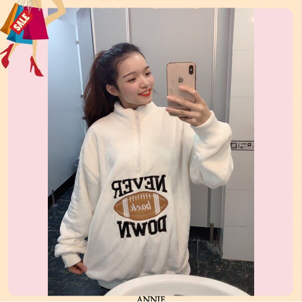 Áo Len Form Rộng 🍁 HÀNG CAO CẤP 🍁 Áo Thun Lông Thêu Chữ Never - Siêu Hot -Năng Động Trẻ Trẻ Trung Cá Tính | BigBuy360 - bigbuy360.vn