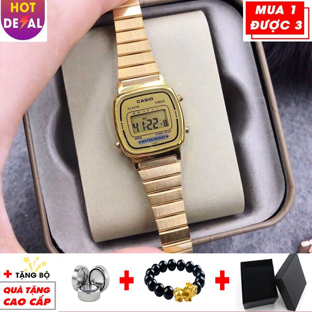 Đồng hồ nữ Casio siêu đẹp chống nước thép không gỉ máy Nhật điện tử CA04 - Boss Watch