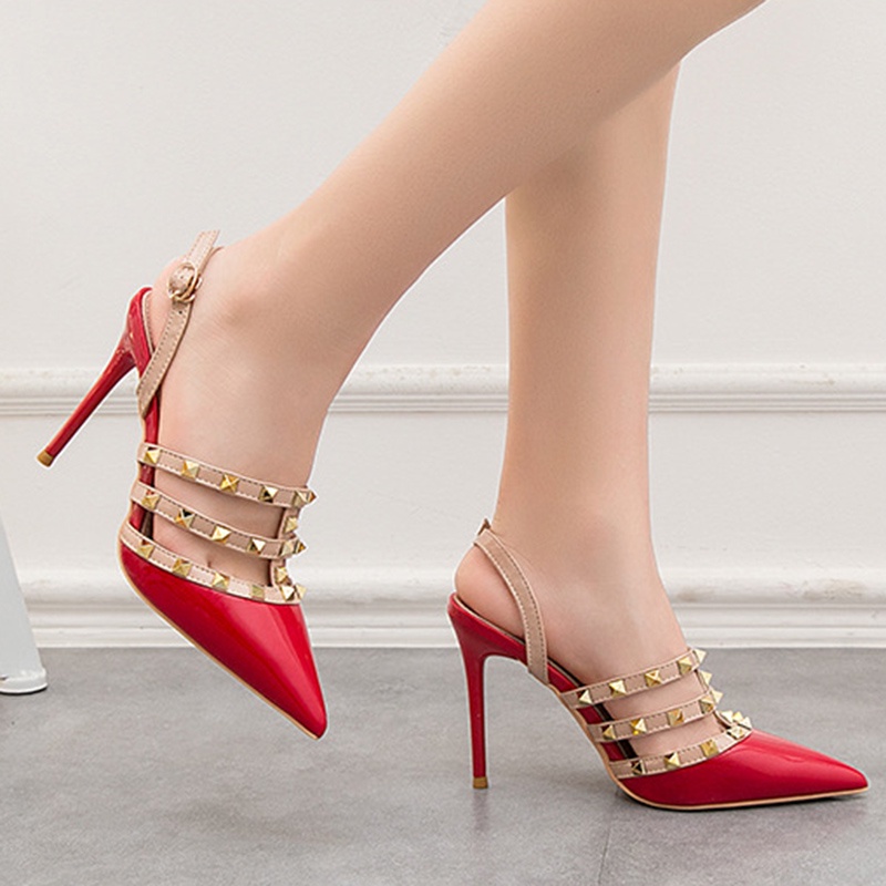 IELGY Giày cao gót mũi nhọn hở ngón size 34-39