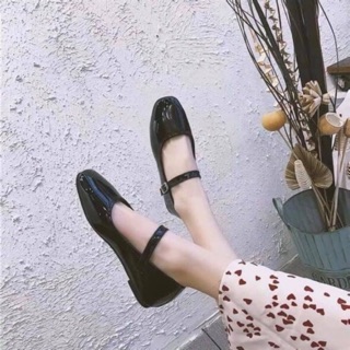 Giày Búp Bê Đen Bóng Vintage - Kèm Video