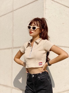 Áo croptop zipper kéo khoá