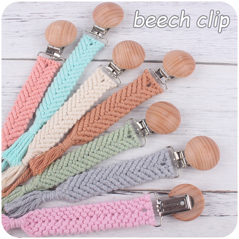 Giá Đỡ Núm Vú Giả Bằng Cotton Phối Dây Xích Cho Bé Sơ Sinh Mọc Răng