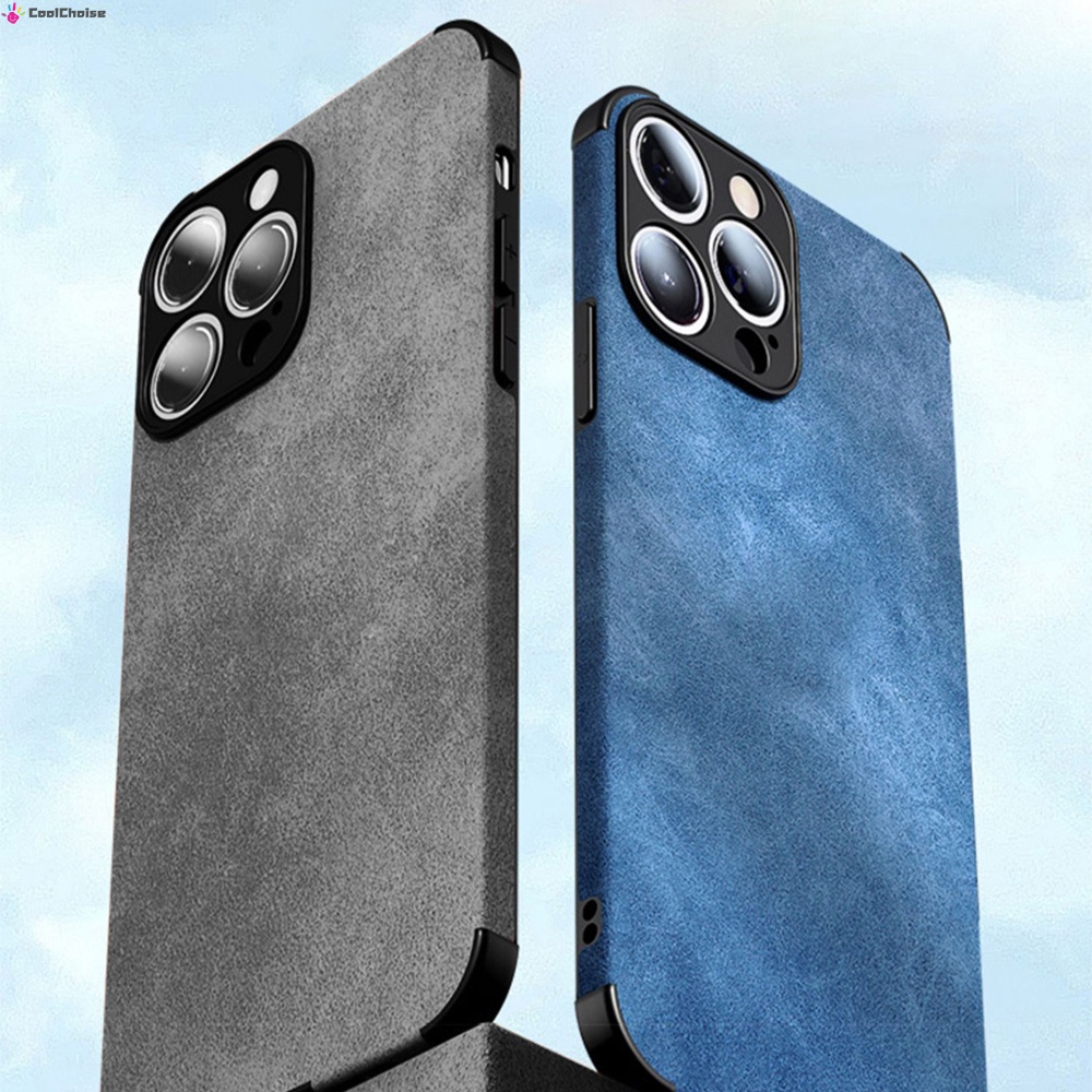 Ốp Điện Thoại Da Cừu Màu Trơn Chống Rơi Chống Trượt Cho Iphone