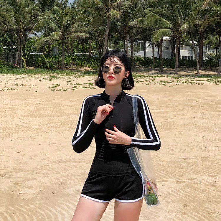 Đồ bơi tay dài kín đáo Thun Lạnh Hàn Nhập Cao Cấp bikini kín đáo quần bơi đùi 2 lớp - JAMI -  ATD 4.1
