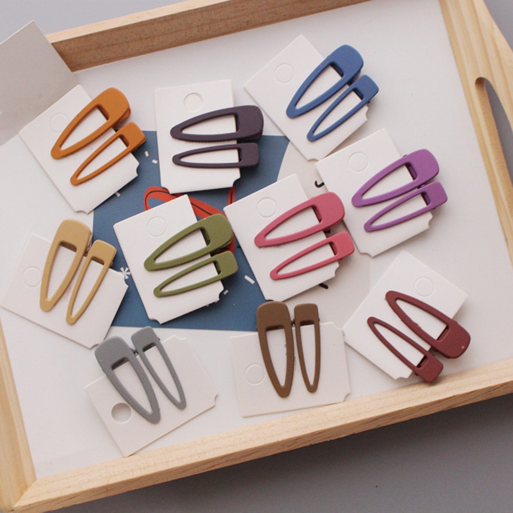 Set 2 Kẹp Tóc Nữ Màu Trơn Hình Giọt Nước