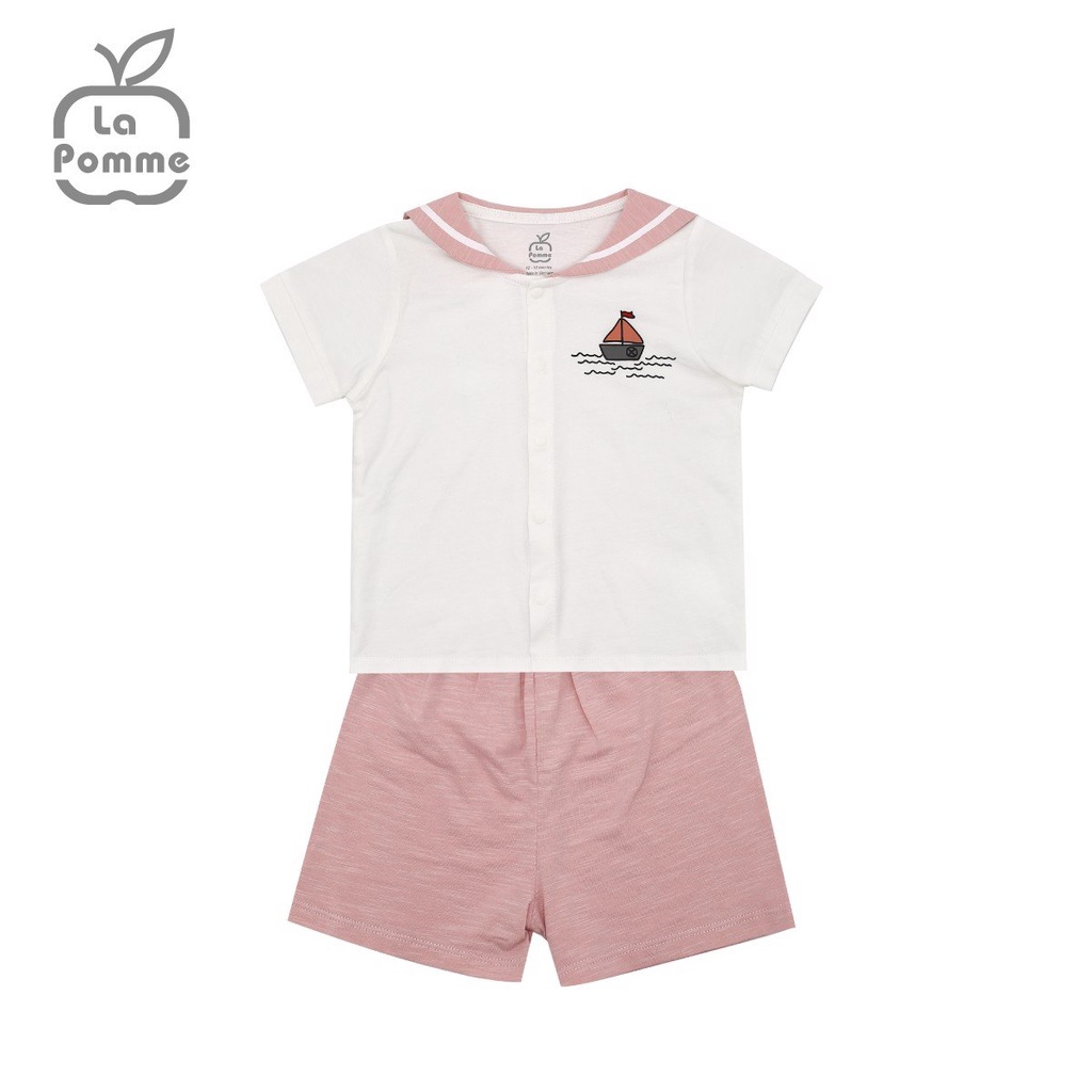 Bộ quần áo La Pomme ngắn tay lính thủy dễ thương cho bé gái 6 tháng đến 5 tuổi chất liệu modal SS165