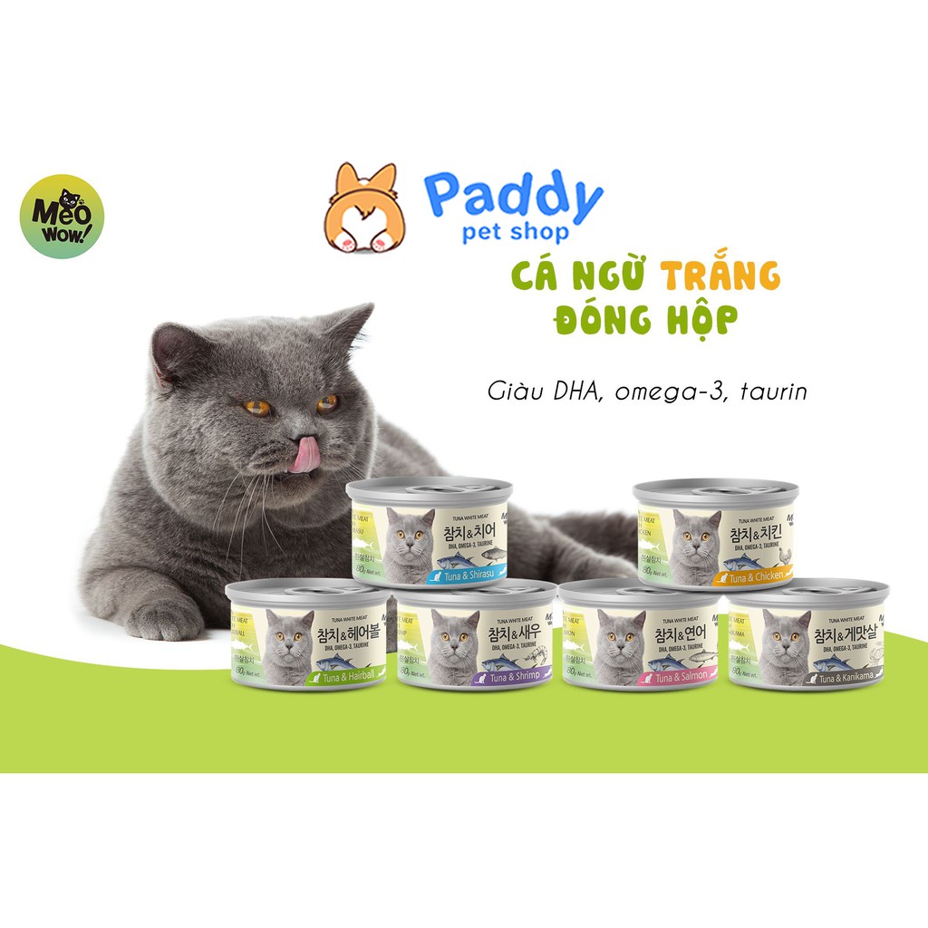 Pate MeoWow Cá Ngừ Trắng Cho Mèo Mọi Lứa Tuổi (Lon 80g)