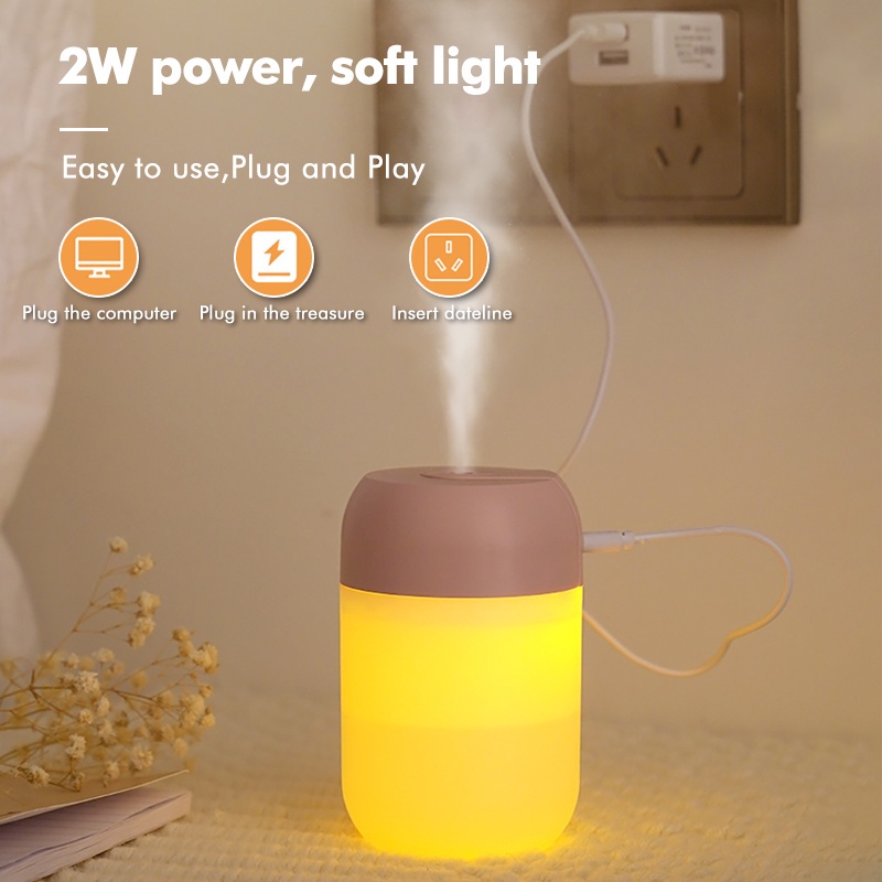 Máy tạo độ ẩm không khí GOOJODOQ USB mini có đèn led ban đêm 300ml