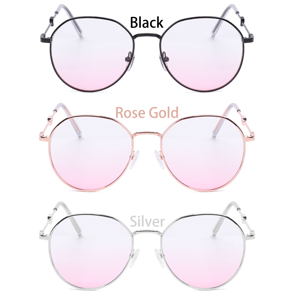 Kính mát gọng kim loại họa tiết trái tim màu hồng thời trang