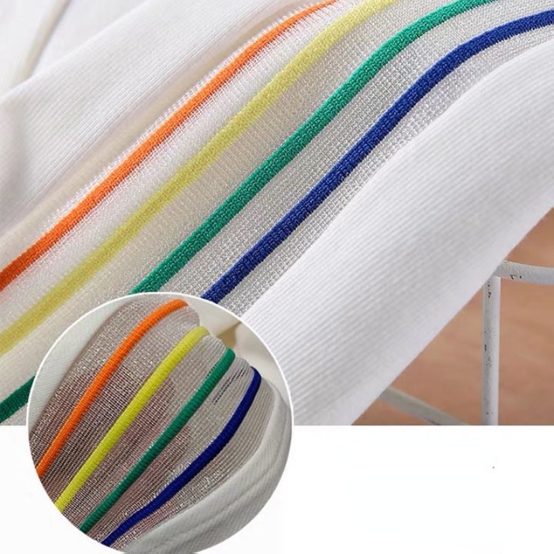 Quần Legging Thể Thao Dài Đến Mắt Cá Chân Kẻ Sọc Màu Cầu Vồng Thời Trang Mùa Hè Cho Nữ