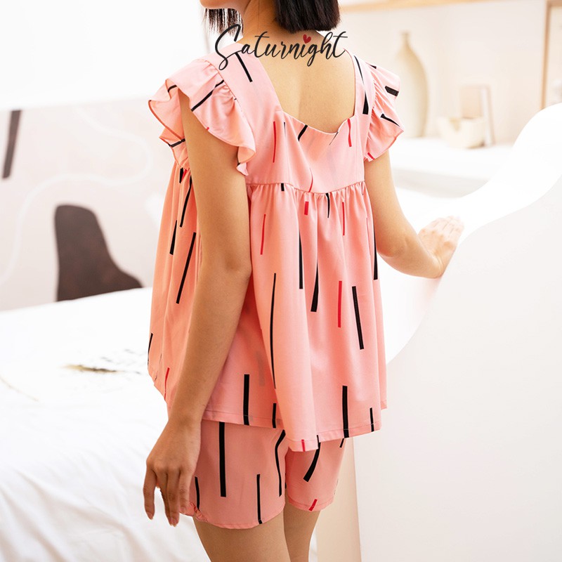 Đồ bộ nữ mặc nhà, set bộ ngắn tay dành cho nữ SATURNIGHT H00204 Hồng FREESIZE