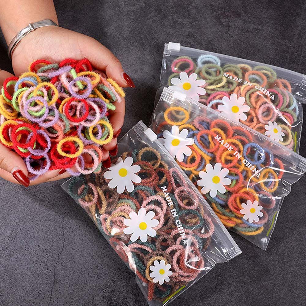 ANEMONE Dây Cột Tóc Cao Su Co Giãn Bọc Vải Lông Thời Trang Ngọt Ngào Cho Bé Gái