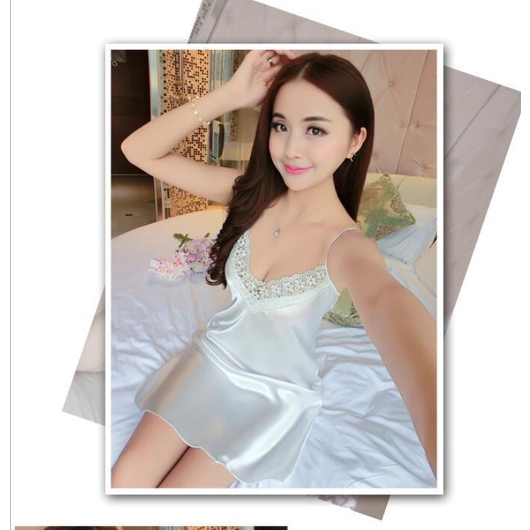 Đầm ngủ vải phi dễ thương cao cấp không kèm quần chip, trẻ trung, thoải mái, thoát mát (MS 09018) Anna Shop