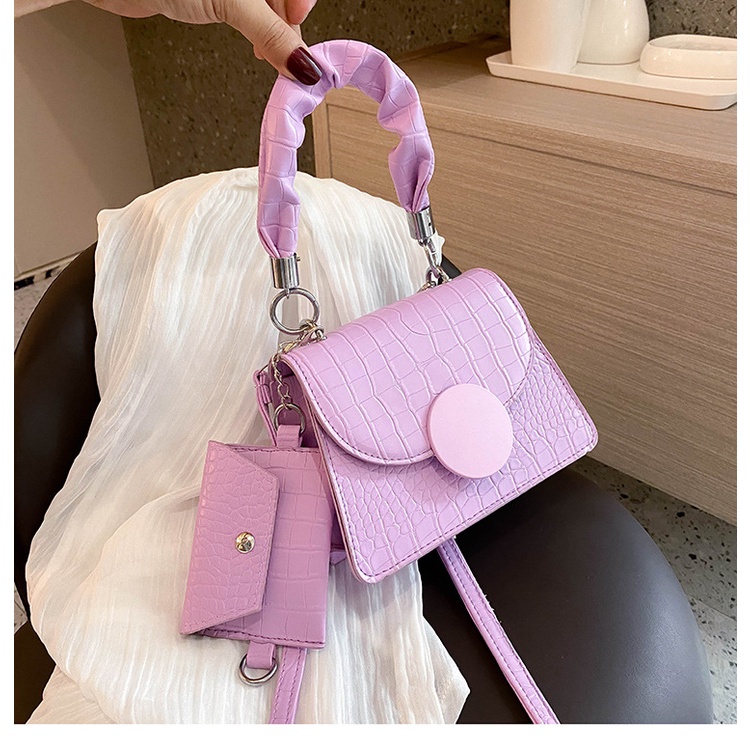 Túi Xách Đeo Vai Hình Vuông Nhỏ Vân Da Cá Sấu Màu Trơn Thời Trang Hàn Quốc 2022