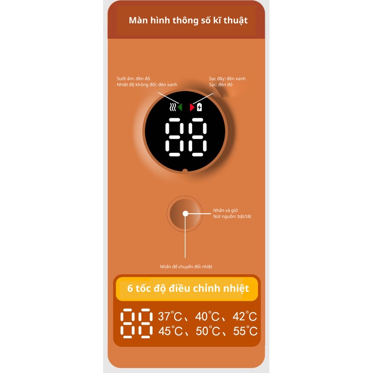 Máy hâm sữa cầm tay Finose tích điện,Máy hâm sữa không dây 6 mức nhiệt,máy hâm sữa, ủ sữa di động