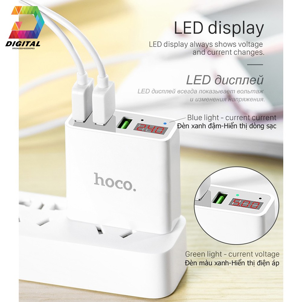 Củ Sạc Đa Năng 3 Cổng USB Hoco C15 Chính Hãng