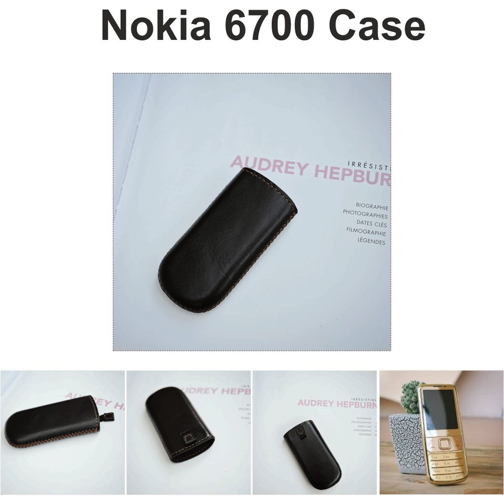 Bao da Nokia 6700 màu đen thời trang, bao da thủ công làm từ da bò thật, miễn phí khắc tên và hình - ASBDNK2876