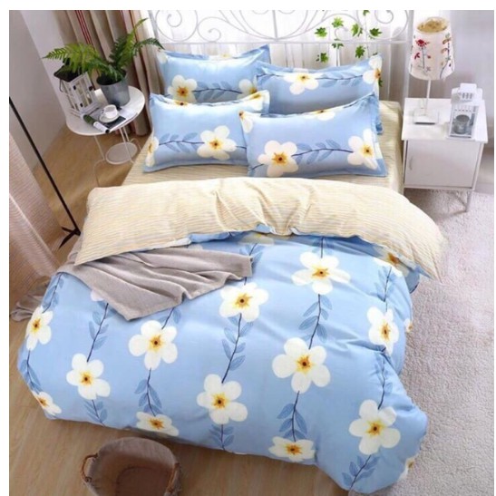sale 79k Bộ ga kèm 2 vỏ gối poly Thỏ trắng nơ đỏ m8