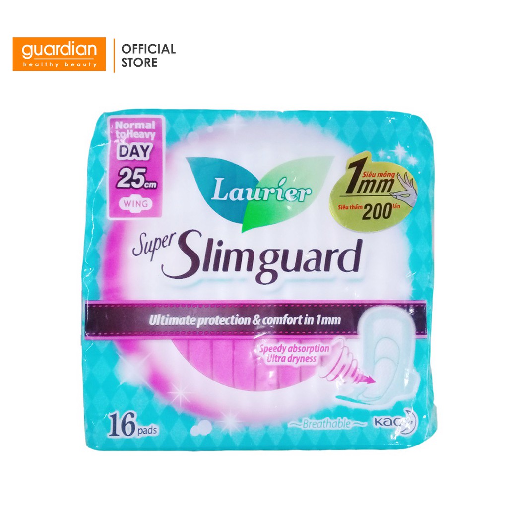 Băng vệ sinh Laurier Super Slimguard Siêu Mỏng Bảo Vệ 25cm (16 miếng)