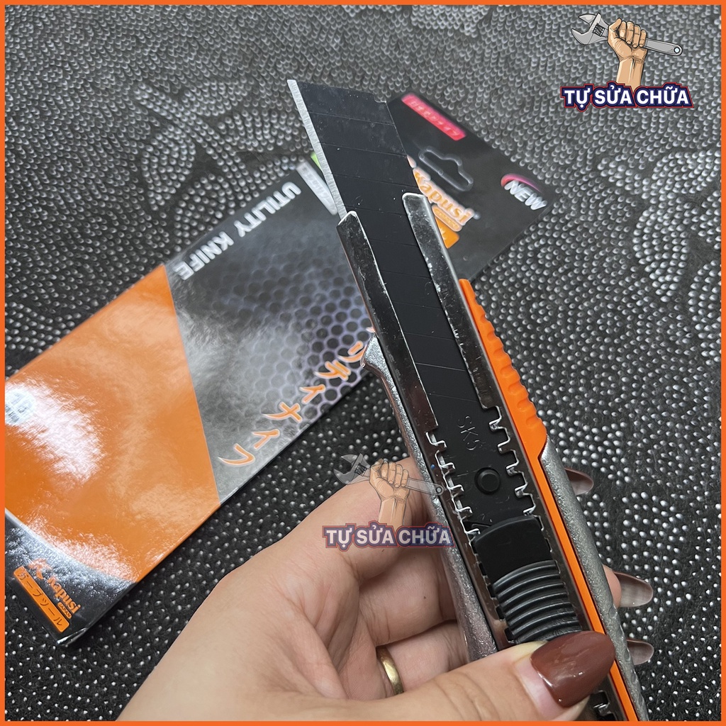 Da rọc giấy vỏ nhôm đa năng 180mm chính hãng Kapusi ưỡi thép SK5 đen siêu sắc, cắt giấy, rọc băng keo, bìa carton