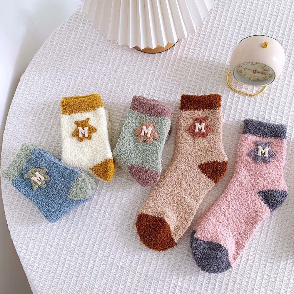 Đôi vớ lông cừu san hô dày dặn ấm áp thoáng khí dễ thương cho nữ