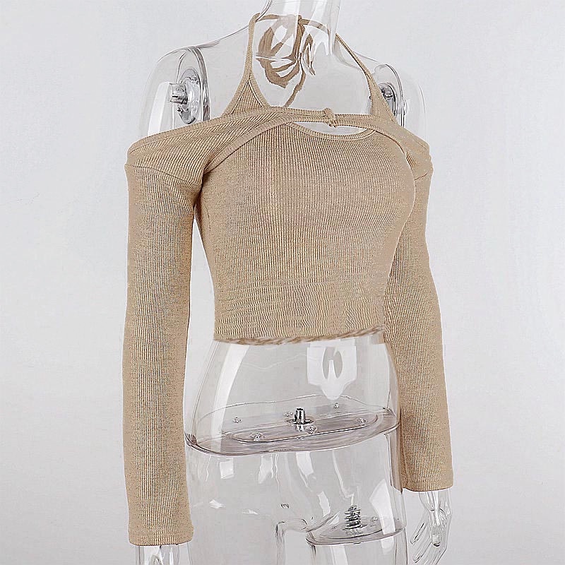 Set Áo Tank Top Tay Dài Phối Khoá Hợp Thời Trang Cho Nữ