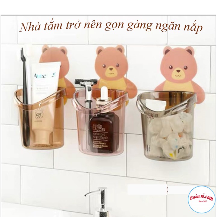 Cốc Đựng Bàn Chải, Kem Đánh Răng Hình Gấu Cute Gắn Tường-00879